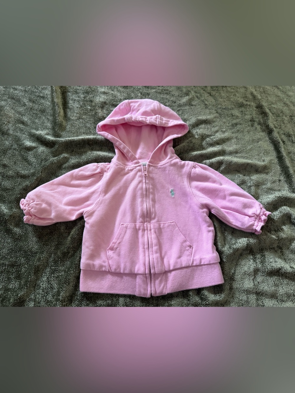 Ralph Lauren Pink Hooded Zip-Up Baby Girls Jacket, Sz 3 months